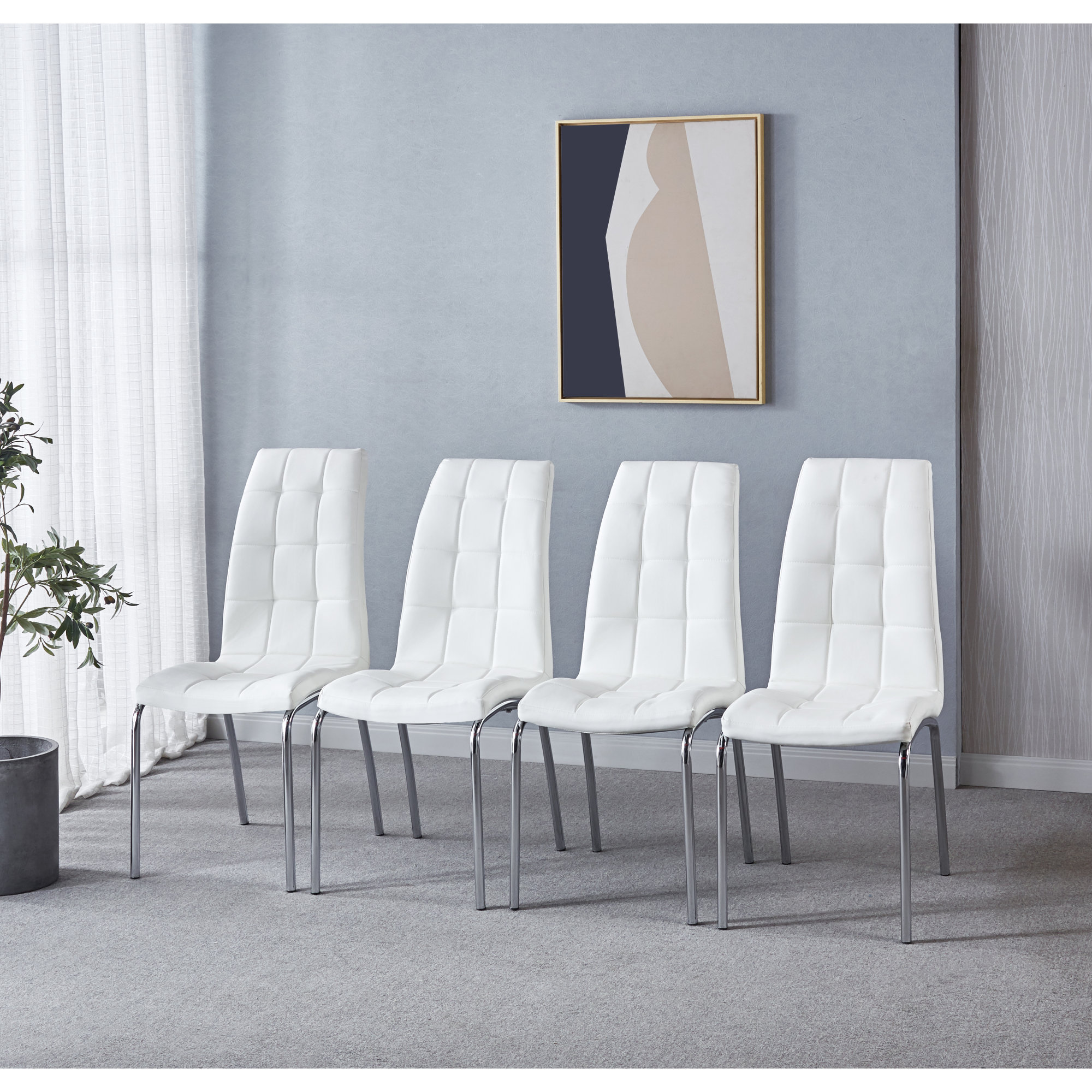 Orren Ellis Silver elegance: set of 4 modern lattice design leatherette ...